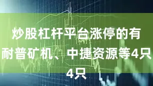 炒股杠杆平台涨停的有耐普矿机、中捷资源等4只